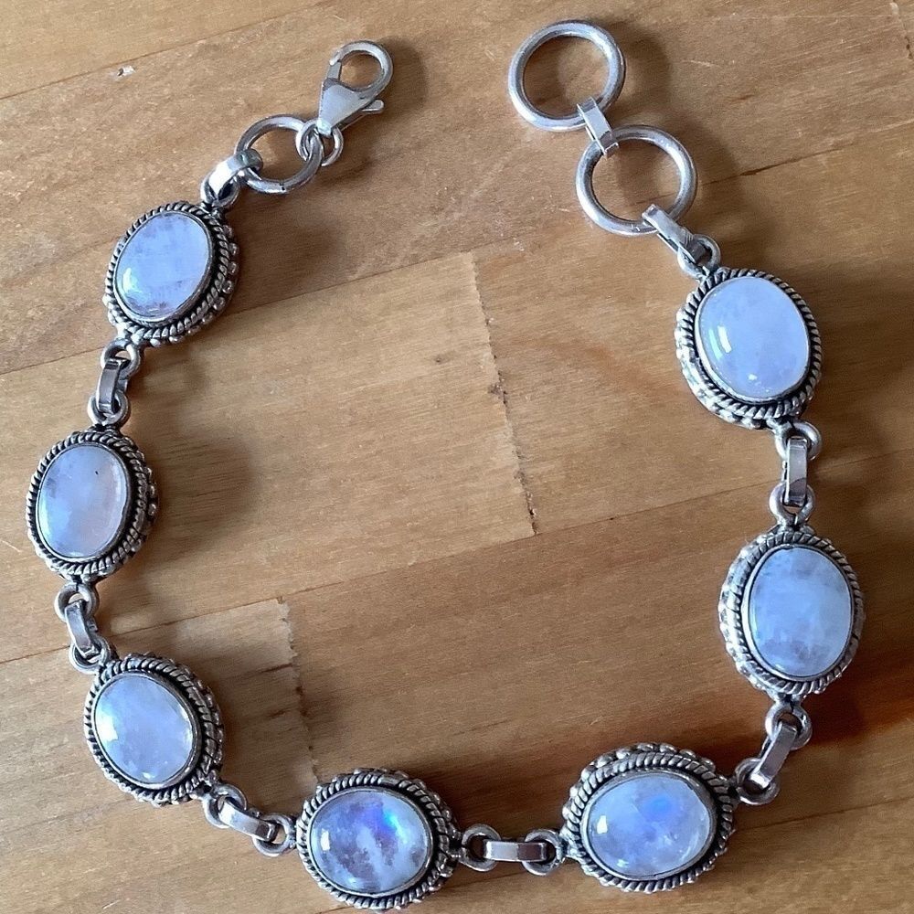 sterling SILVER 925 MOON STONE BRACELET LENGTH 8.5 in